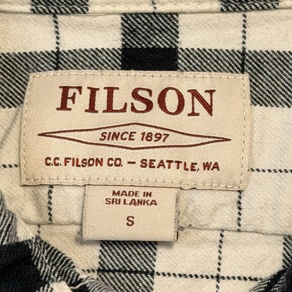 Filson Shirt Womens Small Black White Plaid Cotton Flannel Button Down Workwear - Picture 9 of 12